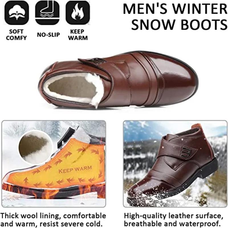 Botas de nieve hasta el tobillo con forro de piel sintética cálidas para hombre