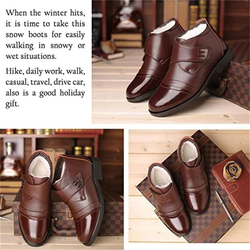 Botas de nieve hasta el tobillo con forro de piel sintética cálidas para hombre