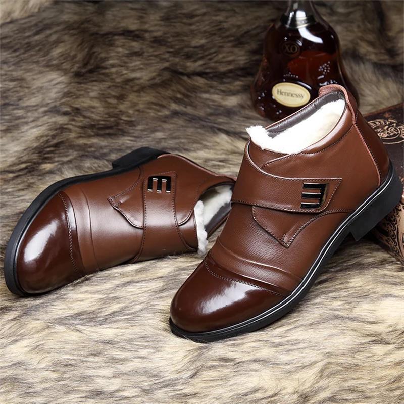 Botas de nieve hasta el tobillo con forro de piel sintética cálidas para hombre