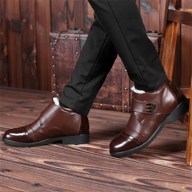 Botas de nieve hasta el tobillo con forro de piel sintética cálidas para hombre
