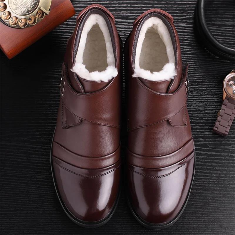 Botas de nieve hasta el tobillo con forro de piel sintética cálidas para hombre