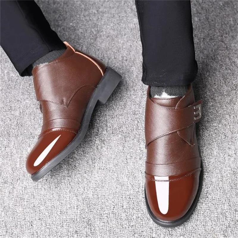 Botas de nieve hasta el tobillo con forro de piel sintética cálidas para hombre