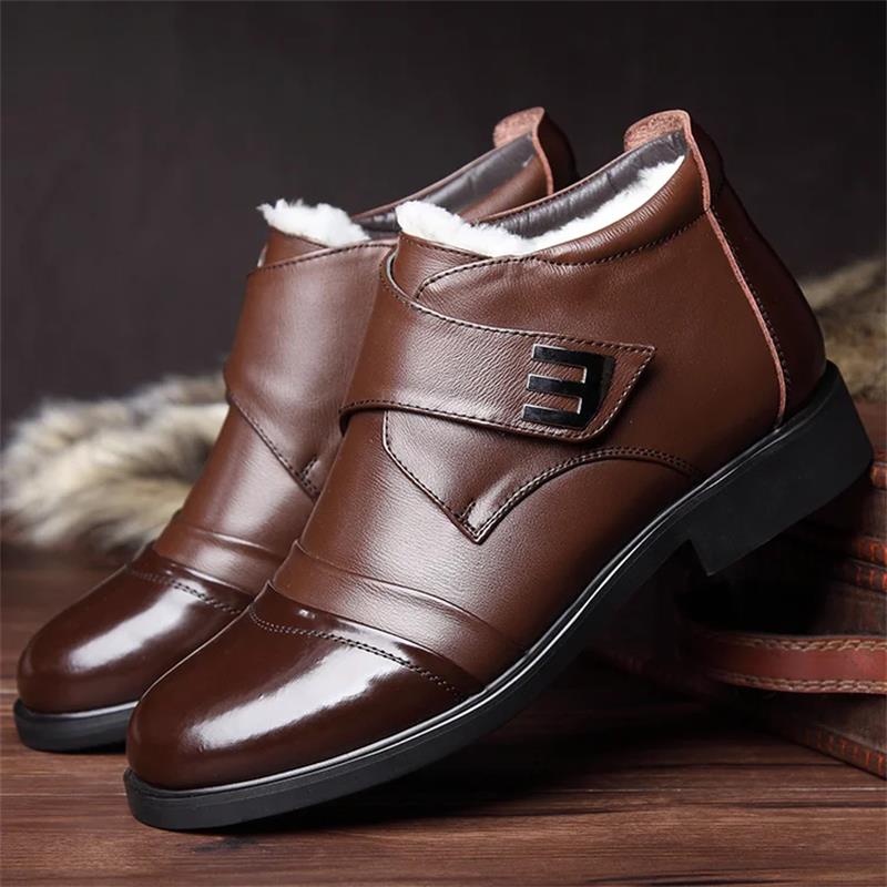 Botas de nieve hasta el tobillo con forro de piel sintética cálidas para hombre