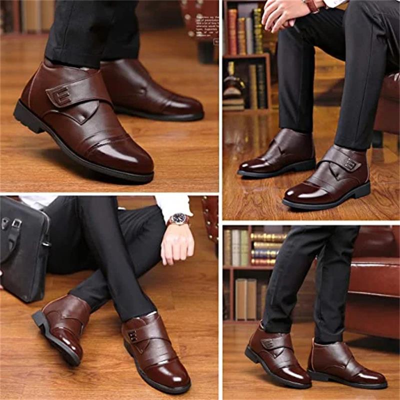 Botas de nieve hasta el tobillo con forro de piel sintética cálidas para hombre