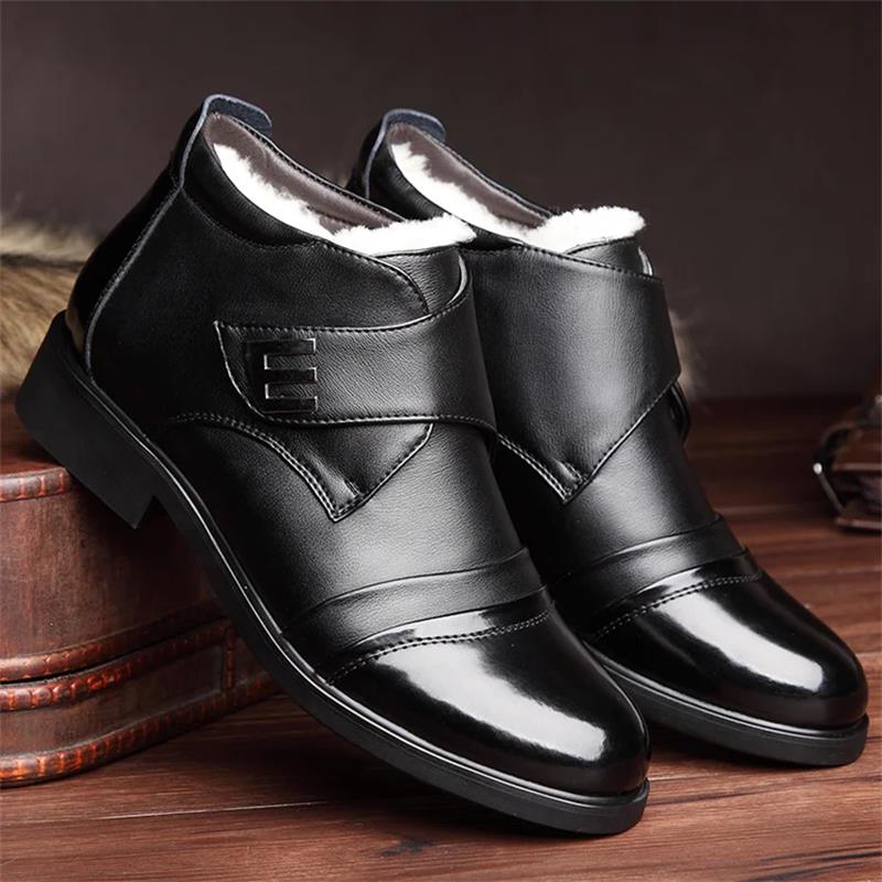 Botas de nieve hasta el tobillo con forro de piel sintética cálidas para hombre