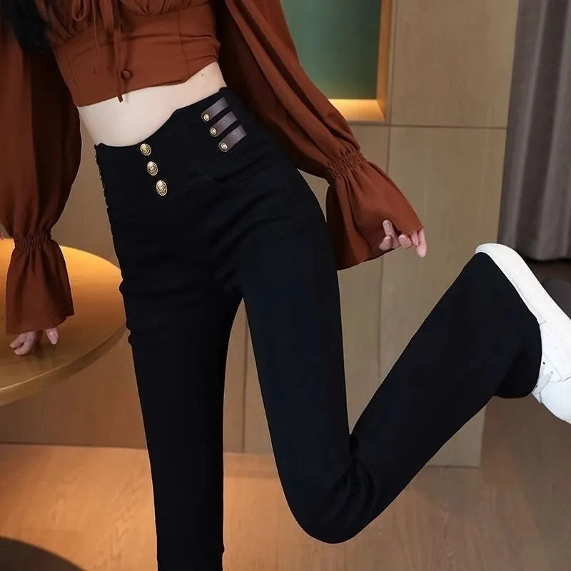 🔥Descuento limitado del 50% 🔥Pantalones acampanados de cintura alta para mujer con forro de felpa