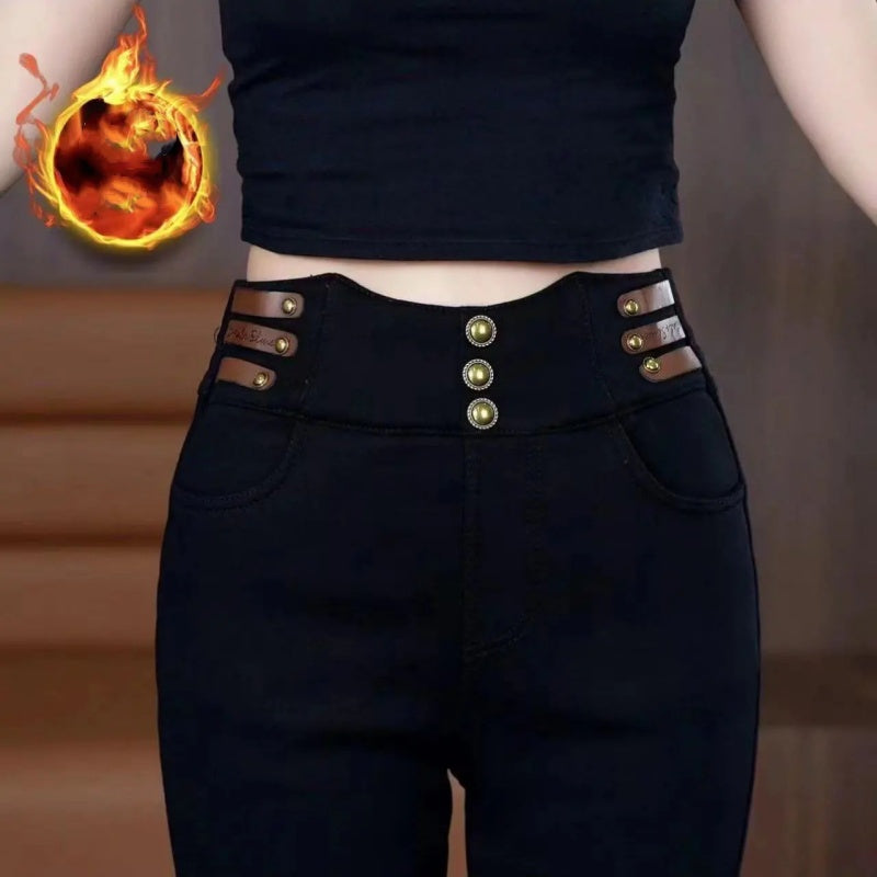 🔥Descuento limitado del 50% 🔥Pantalones acampanados de cintura alta para mujer con forro de felpa