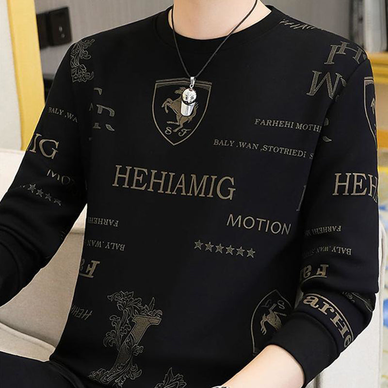 Camiseta de manga larga y cuello redondo casual de negocios para hombre