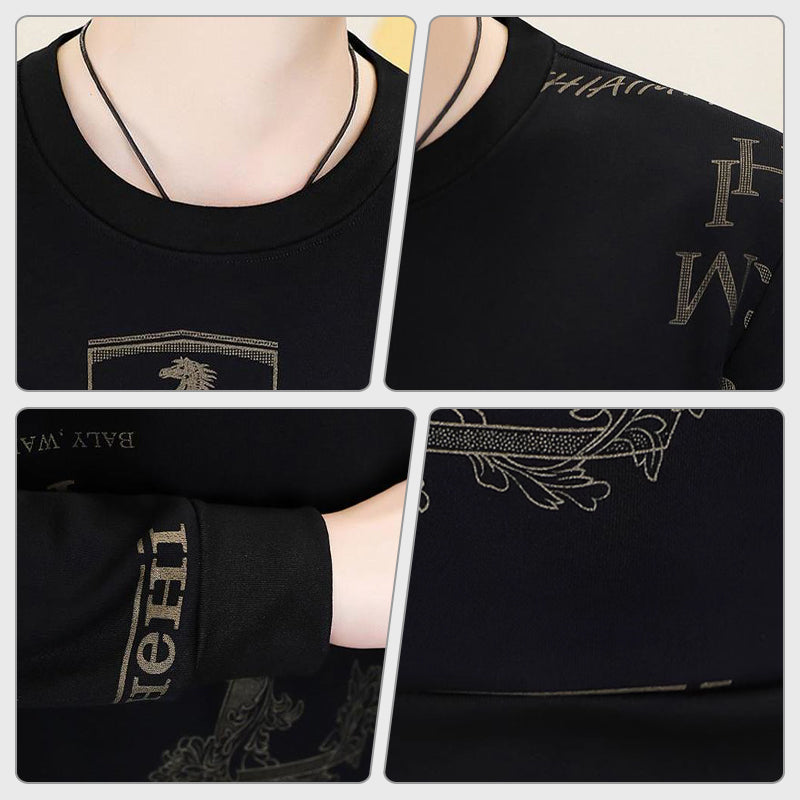 Camiseta de manga larga y cuello redondo casual de negocios para hombre