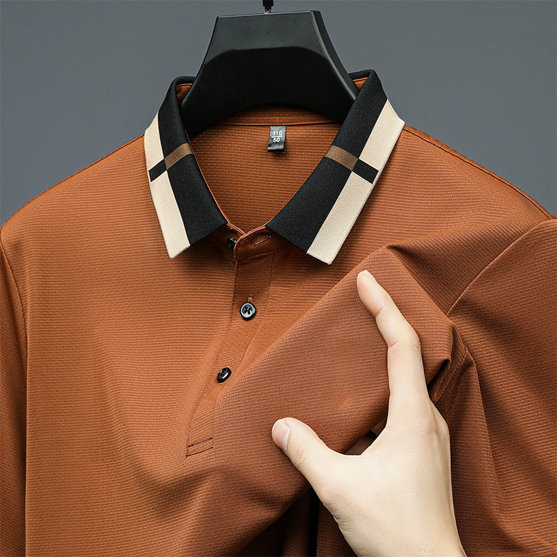 🔥Hoy 50% de descuento🔥Camisa para Hombre en Tejido Seda Helada Elástica de Manga Corta con Solapas