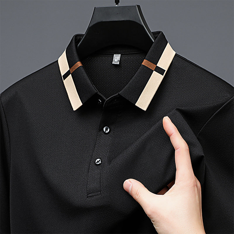 🔥Hoy 50% de descuento🔥Camisa para Hombre en Tejido Seda Helada Elástica de Manga Corta con Solapas