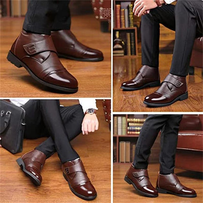Botas de nieve hasta el tobillo con forro de piel sintética cálidas para hombre