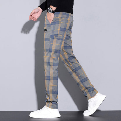 Pantalones Casuales a Cuadros para Hombre con Bolsillos