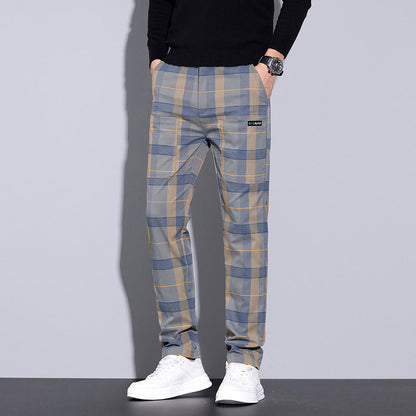 Pantalones Casuales a Cuadros para Hombre con Bolsillos