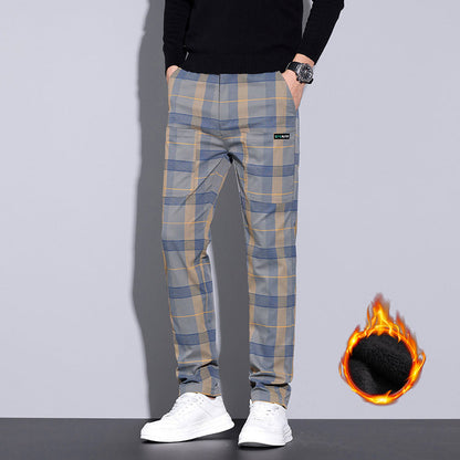 Pantalones Casuales a Cuadros para Hombre con Bolsillos